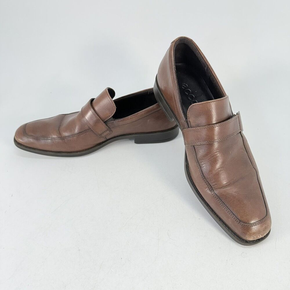 Ecco Men's Edinburgh Brown Leather Bicycle Toe Buckle Loafers EU 46 US 13